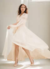 Boho Lace Embroidered Long Sheer Robe Set with Camisole Dress