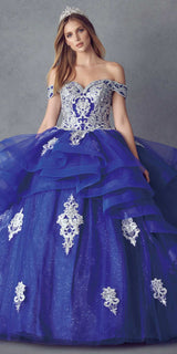 Juliet 1432 Dress Quinceanera Ball Gown Metallic Embroidery Glitter Tulle