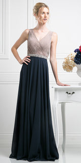 Cinderella Divine 1968 A-Line Chiffon Dress Pleated V Neck