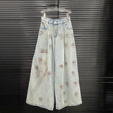 WTHT Vintage 2025 Summer Women's Bandage Single-breasted Denim Vest Fashion High-waisted Loose Wide Leg Jeans Female 1LS1482 - treasures-4-u-2-day