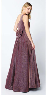 Juliet 205 Long One Shoulder Sleeveless Glitter Gown