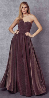 Juliet 205 Long One Shoulder Sleeveless Glitter Gown