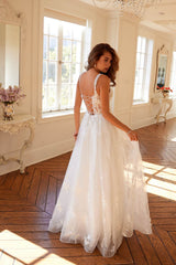 Juliet JT2495AW Long A-Line Floral Lace Bridal Gown