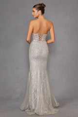 Juliet JT2525L Luxury High End Strapless Fitted Evening Gown