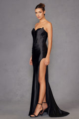 Juliet JT2527L Dress Long Strapless Sweetheart Satin Gown