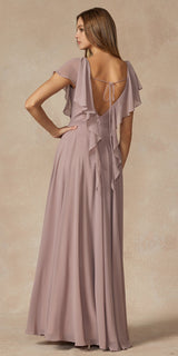 Juliet 261 Flutter Sleeve Formal Dress Cascade Back