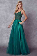 Juliet 268 Embroidered Sparkle Tulle Ball Gown