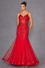 Juliet JT2883C Embellished Fitted Corset Mermaid Gown