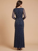 Long Sleeve Beaded Gown | 28841