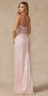 Juliet 289 Long Machine Sequin Gown with Corset Bodice Prom Gown