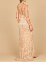 Lara 29004 - Fitted Beaded Gown with Spaghetti Straps