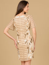 Beaded Short Sleeve Cocktail Dress