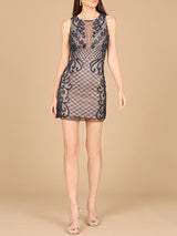 Illusion Neck Beaded Short New Year's Eve Dress - OUTLET