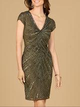 Cap Sleeve Cocktail Gown - OUTLET