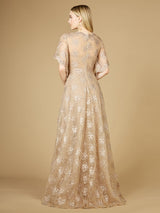 Cape Sleeve V-Neck Gown