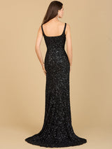 Sweetheart Neckline, Beaded Gown with Slit