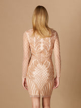 Long Sleeve Beaded Cocktail Dress OUTLET