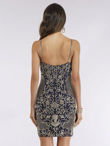 Lara 29378 - Spaghetti Strap Gold Beaded Dress OUTLET