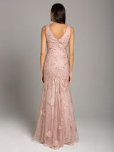 Lara 29869 - Mermaid Dress with Floral Lace Appliques