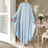 Elegant Solid Color Long Sleeve Waist Maxi Dress Women