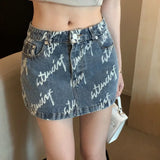 With Pocket Coquette Mini Woman Denim Skirt Sexy Casual Clothing Trend 2025 Y2k Vintage Summer V Short Jeans Skirts for Women