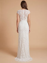 Cap Sleeve Bridal Beaded Gown with Fringe | 51222