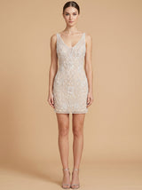Bridal Floral Beaded Mini Dress | 51234