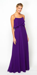 Juliet 591 Long Bridesmaid Dress Ruffled Bodice
