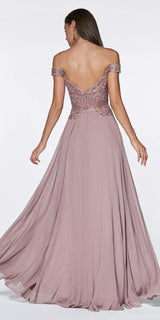 Cinderella Divine 7258W Off The Shoulder Long Gown