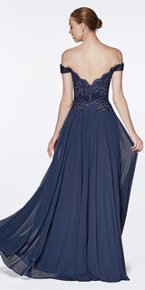 Cinderella Divine 7258W Off The Shoulder Long Gown