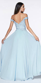 Cinderella Divine 7258W Off The Shoulder Long Gown