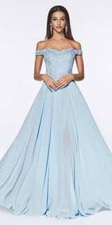 Cinderella Divine 7258W Off The Shoulder Long Gown