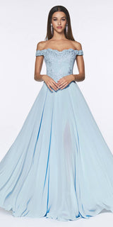 Cinderella Divine 7258 Off The Shoulder Long Gown