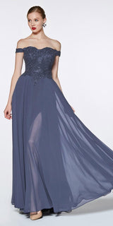 Cinderella Divine 7258 Off The Shoulder Long Gown