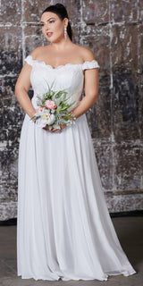 Cinderella Divine 7258W Off The Shoulder Long Gown