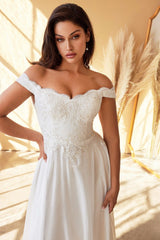 Cinderella Divine 7258W Off The Shoulder Long Gown