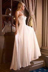 Ladivine 7481W A-Line Bridal Gown Pleated Neckline Spaghetti Straps