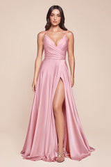 Cinderella Divine 7485C Sweetheart Neckline Soft Satin A-Line Formal Dress