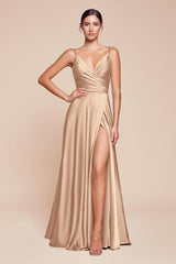 Cinderella Divine 7485C Sweetheart Neckline Soft Satin A-Line Formal Dress
