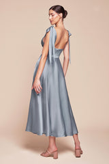 Ladivine 7499 Dress Tea Length Satin A-Line Dress