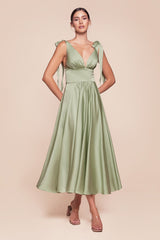 Ladivine 7499 Dress Tea Length Satin A-Line Dress