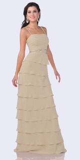 CLEARANCE - Cinderella Divine 7731 Long Tiered Skirt Layered Dress Jacket (Size M)