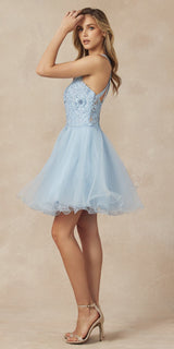 Juliet 826 Fit-and-Flare Halter Neck Short Party Dress