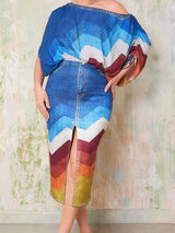 2 Piece Outfit Set Women Streetwear Summer Outfits with Skirts Fake Denim Print Elegant Chic Open Split Skirt Long Sexy Female - treasures-4-u-2-day