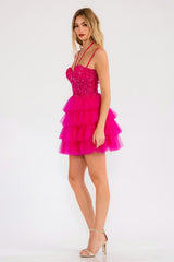 Juliet JT923S Dress Leaf Lace Corset with Ruffle Tulle Skirt