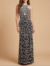 Beaded Cross Halter Dress | 9922