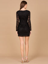 Long Sleeve V-Neck Cocktail Dress