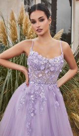 Andrea & Leo A1142 Floor Length Floral Applique A-Line Tulle Gown