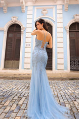 Nox Anabel A1376 Long Fitted Mermaid Gown Open Lace Up Back