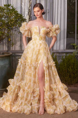 Andrea & Leo A1430 Dress Strapless Floral Printed Ball Gown
